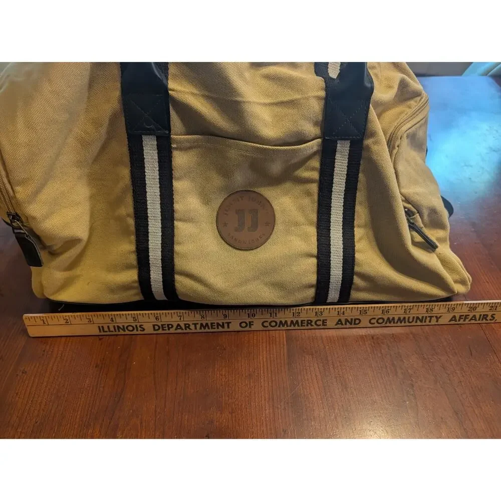 Heritage Supply Co. x Jimmy John's tan canvas weekender duffel bag